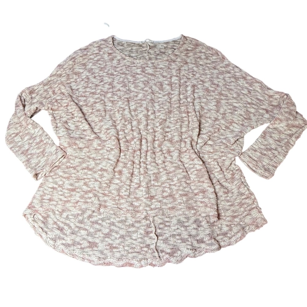 FSL Apparel Knit Pullover Sweater Lightweight Textured Pink White Large